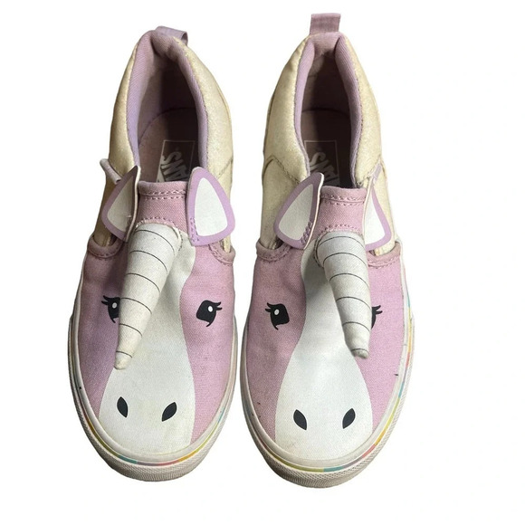 Vans Asher V Kids Unicorn Magic Rainbow Slip-On Sneakers Purple Canvas Missy 2.5 - Picture 2 of 8